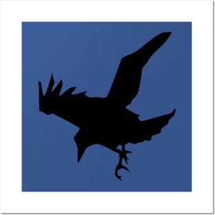 Minimalist Raven or Crow In Flight Silhouette Posters and Art